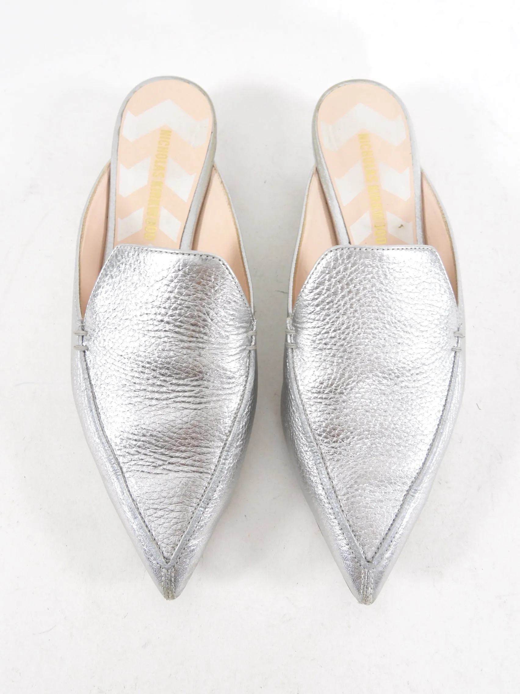 Nicholas Kirkwood Silver Leather Beya Flat - 7