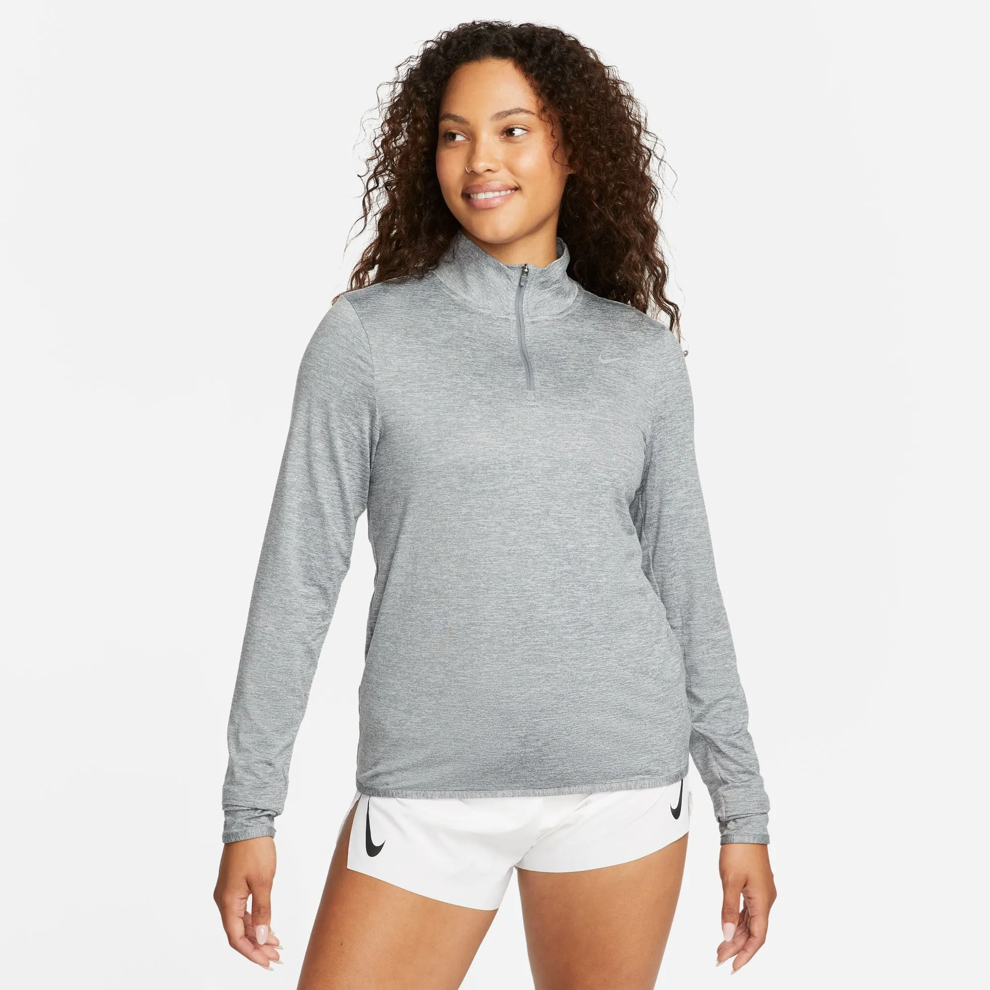 Nike Women's Dri-FIT Swift 1/4 Zip Running Top Smoke Grey / Light Smoke Grey / Heather