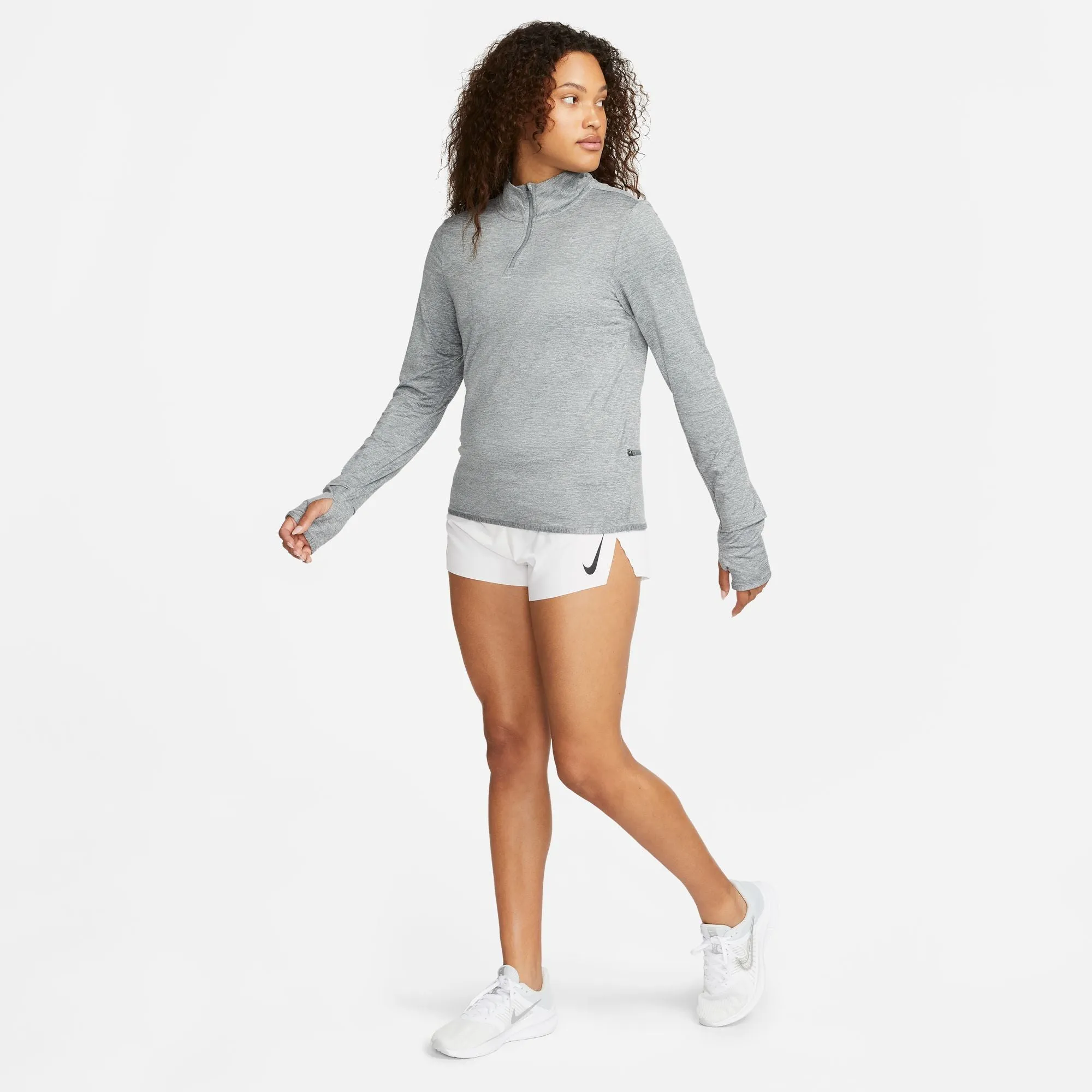 Nike Women's Dri-FIT Swift 1/4 Zip Running Top Smoke Grey / Light Smoke Grey / Heather