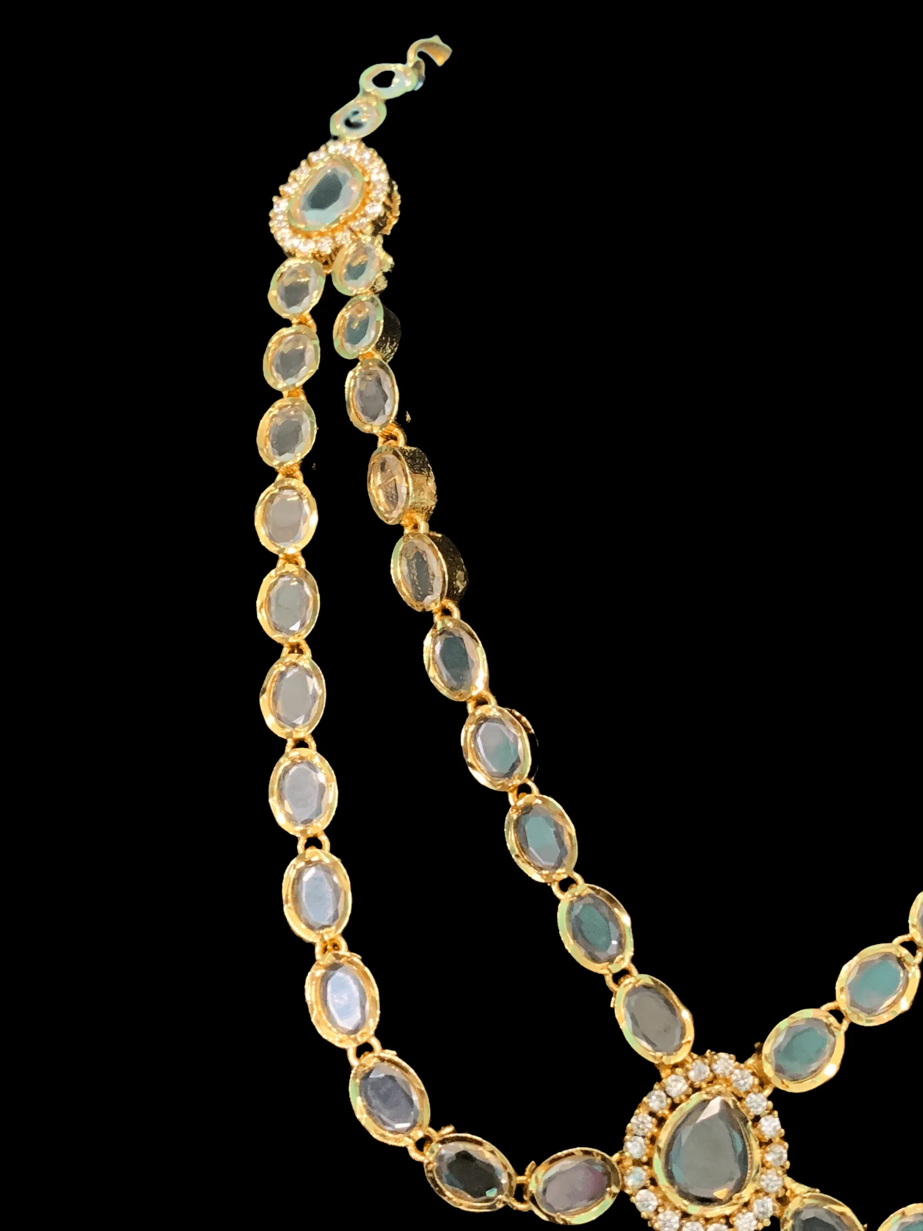 NS343 Farhat gold plated short necklace with earrings