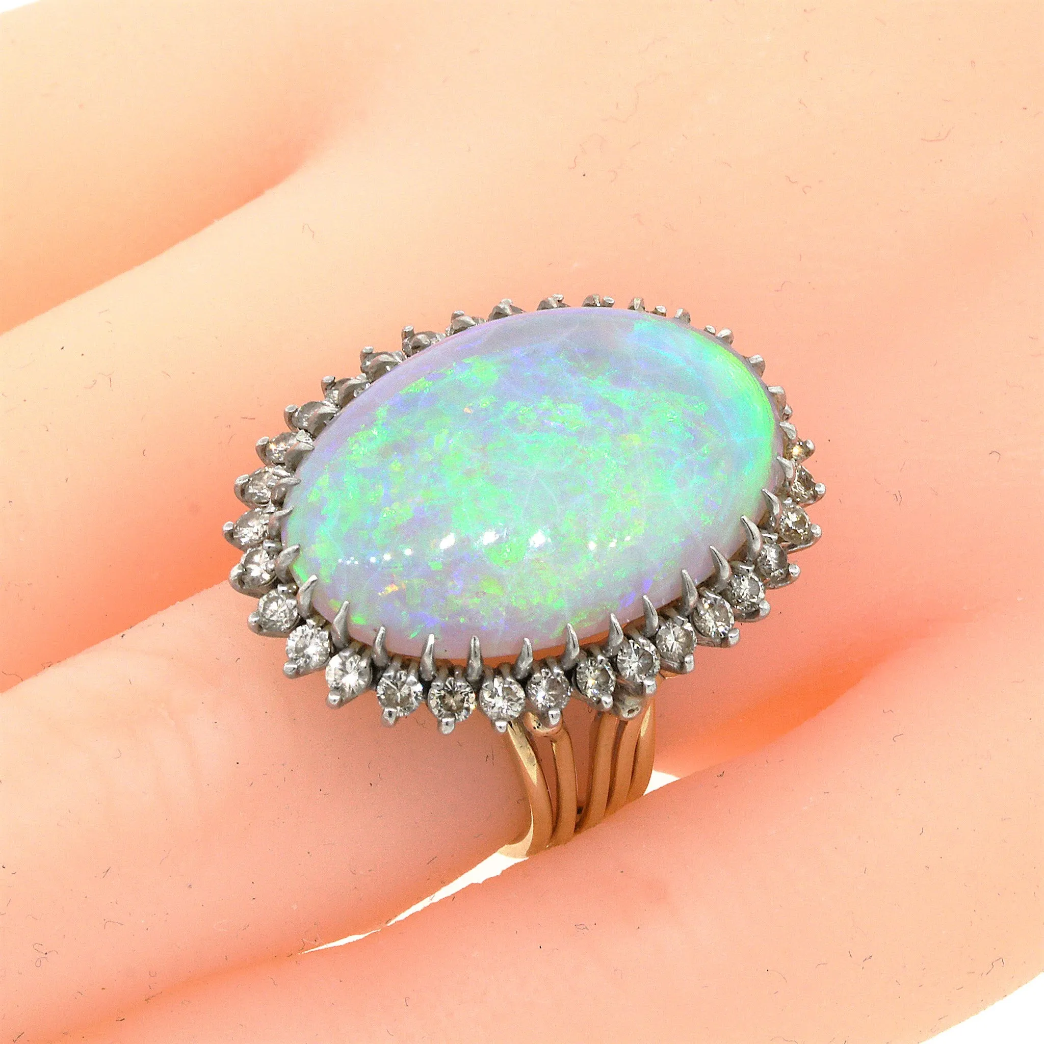 Opal & Diamond Cocktail Ring in 14k Gold