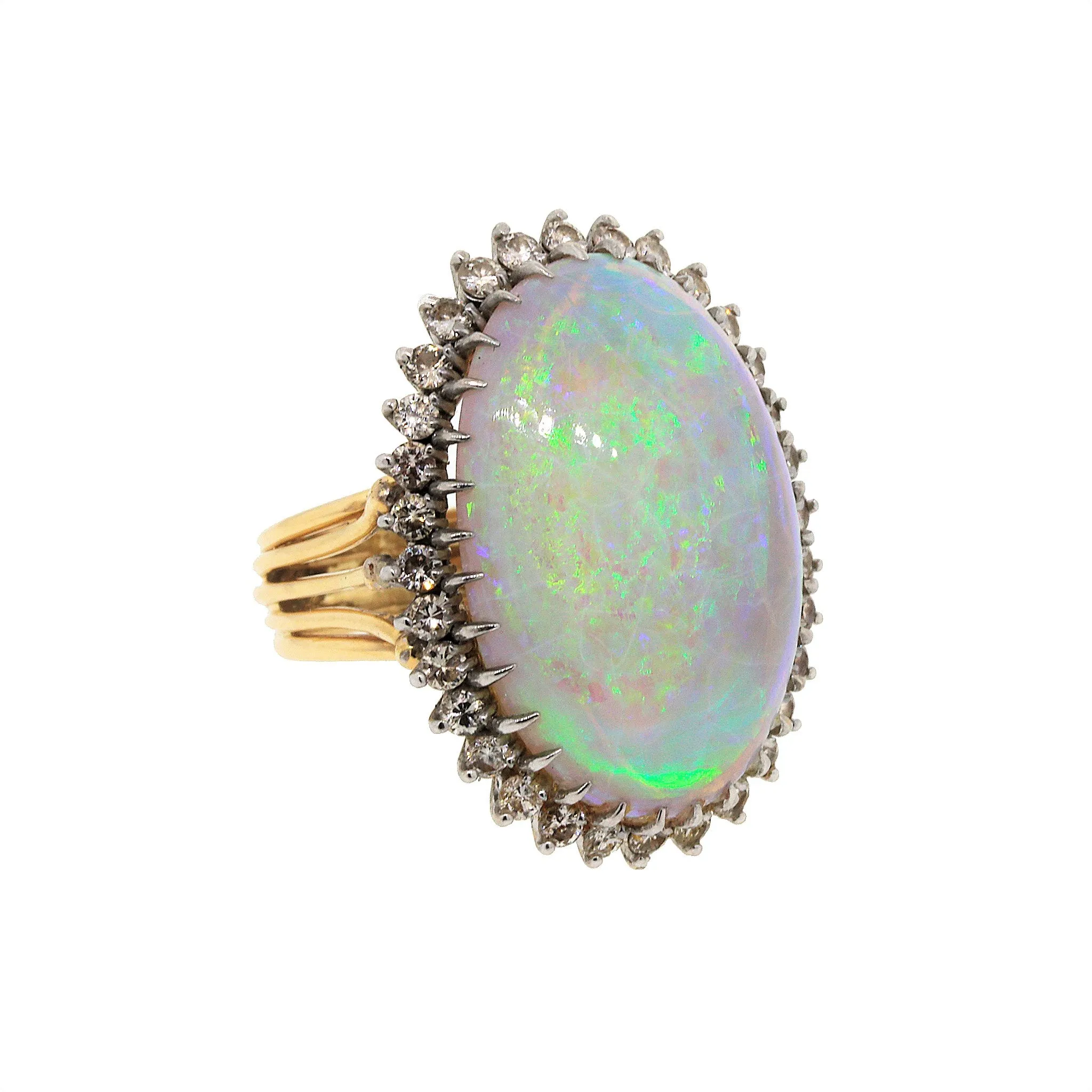 Opal & Diamond Cocktail Ring in 14k Gold