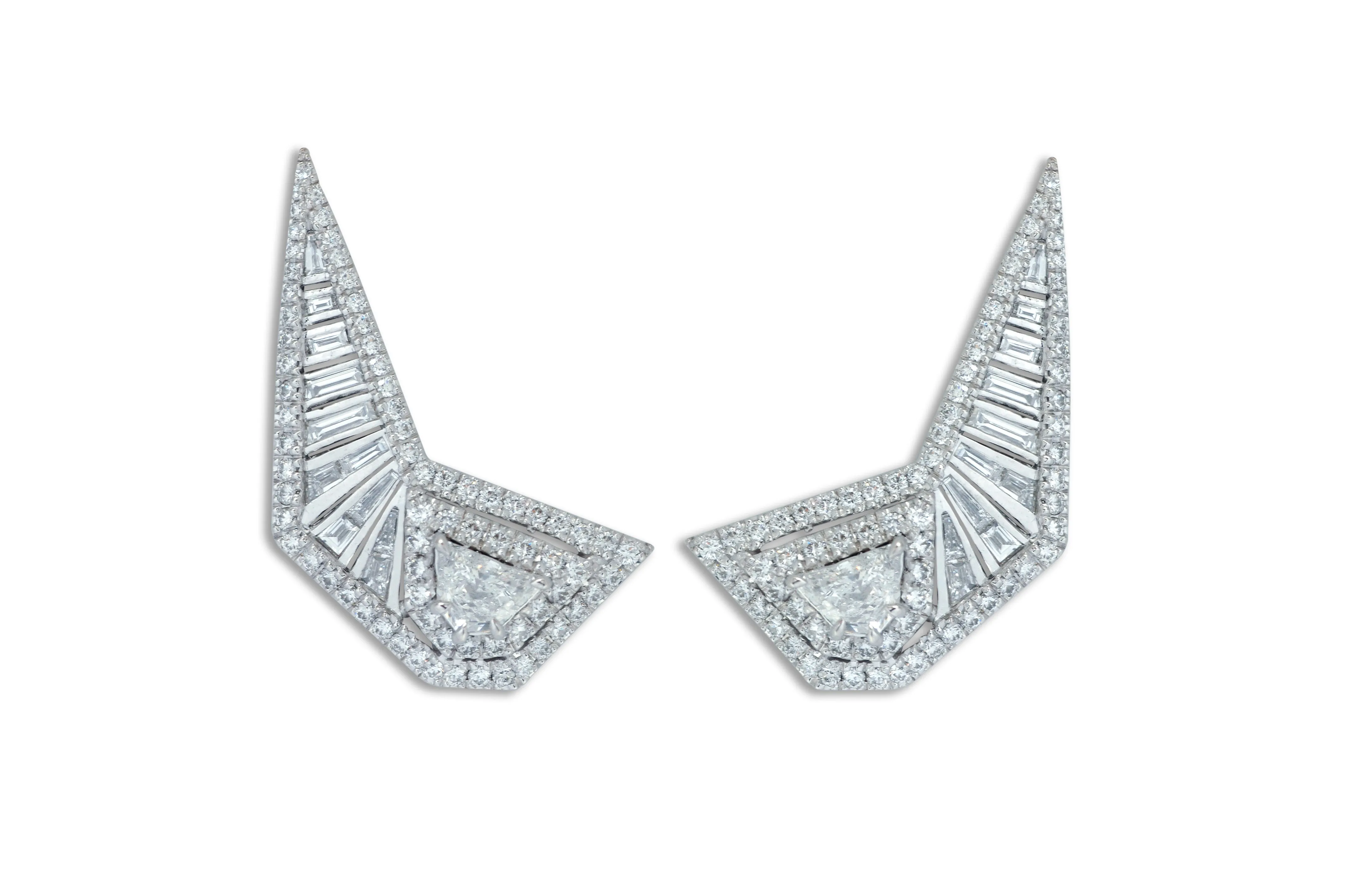 Origami Diamond Earrings in White Gold