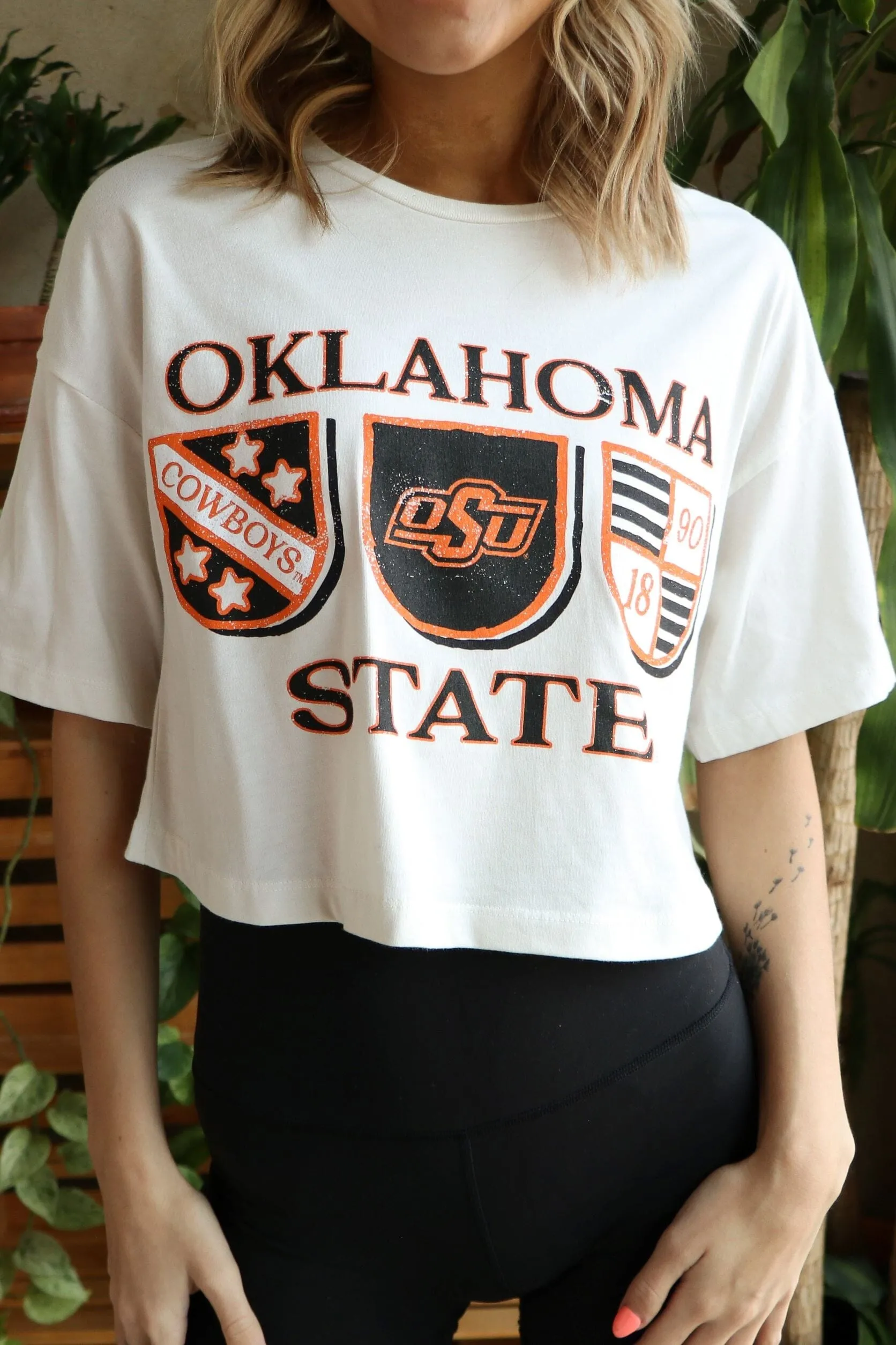 OSU Shield Row Off White Cropped Tee