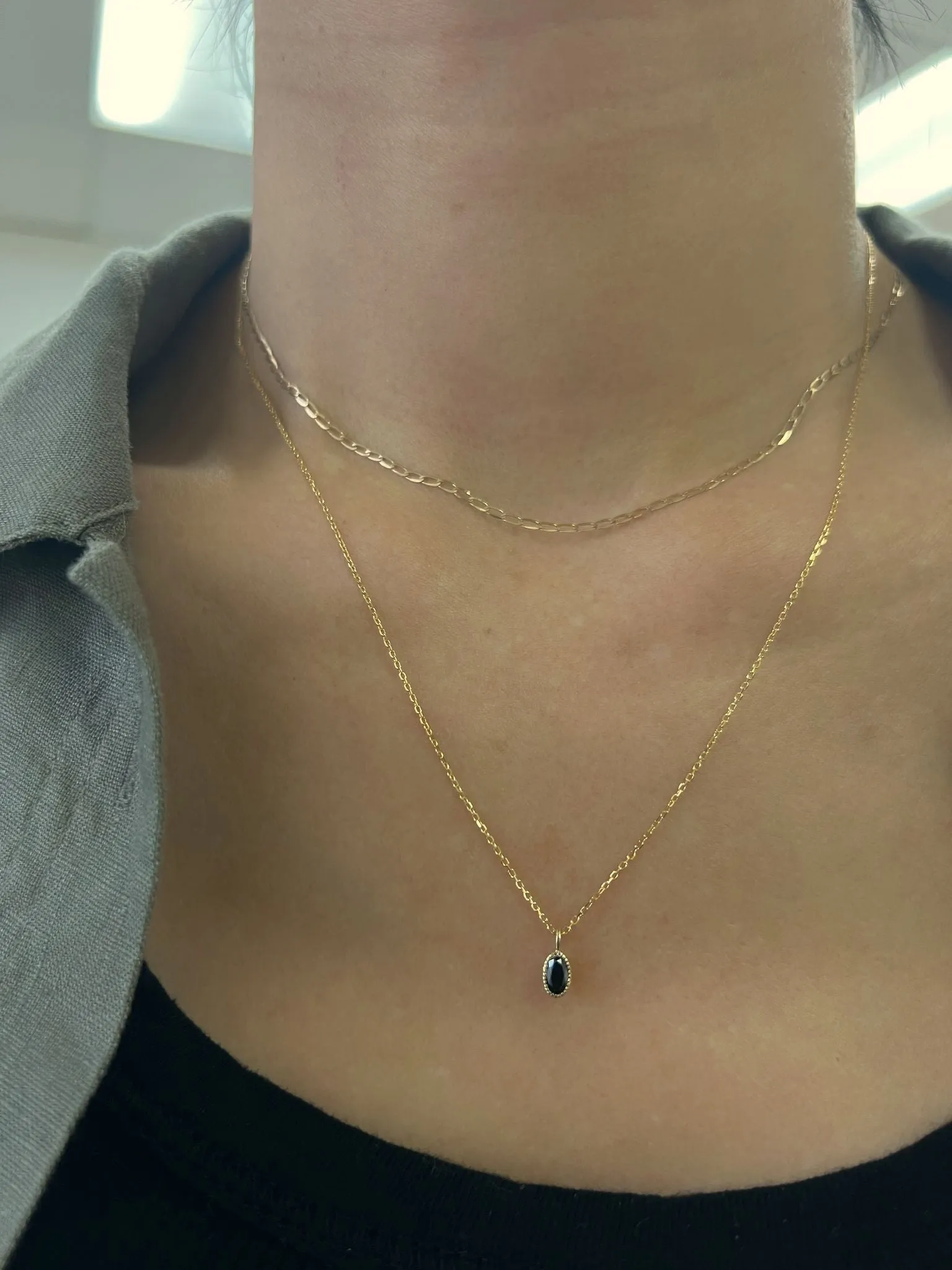 Oval Black Diamond Wisp Necklace