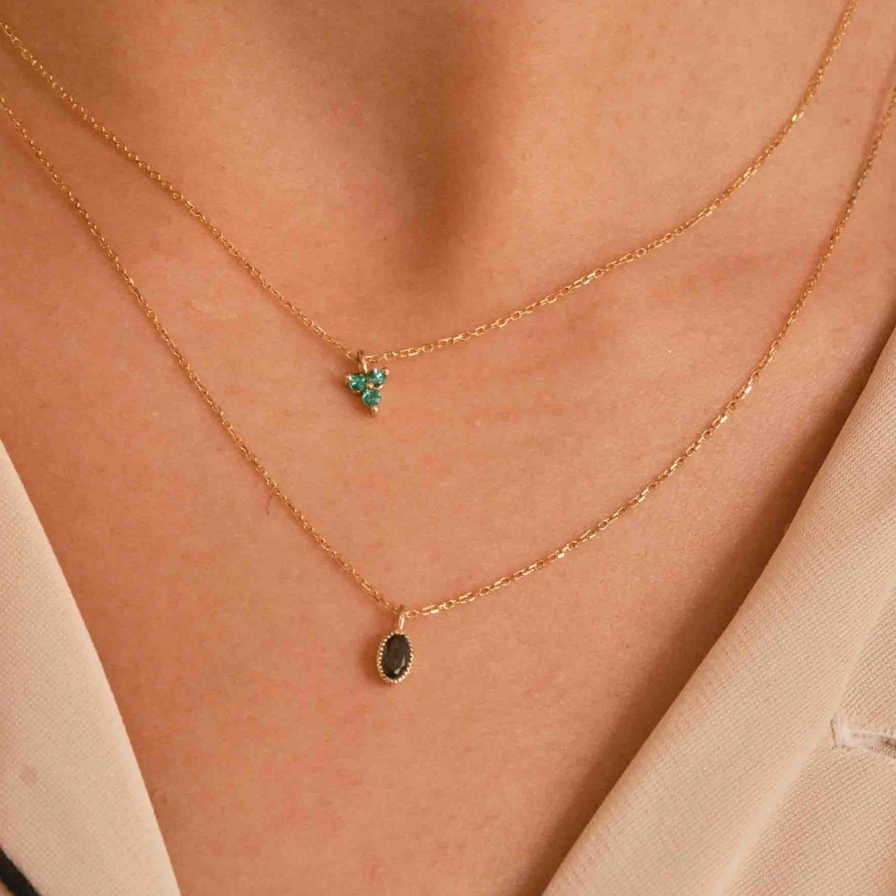 Oval Black Diamond Wisp Necklace