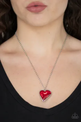 Paparazzi Necklace Heart Flutter Red Heart Necklace