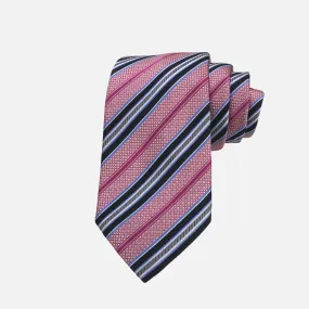 Pink Diagonal Striped Tie with black, gray and blue highlight