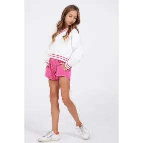 pink ribbed athletic short