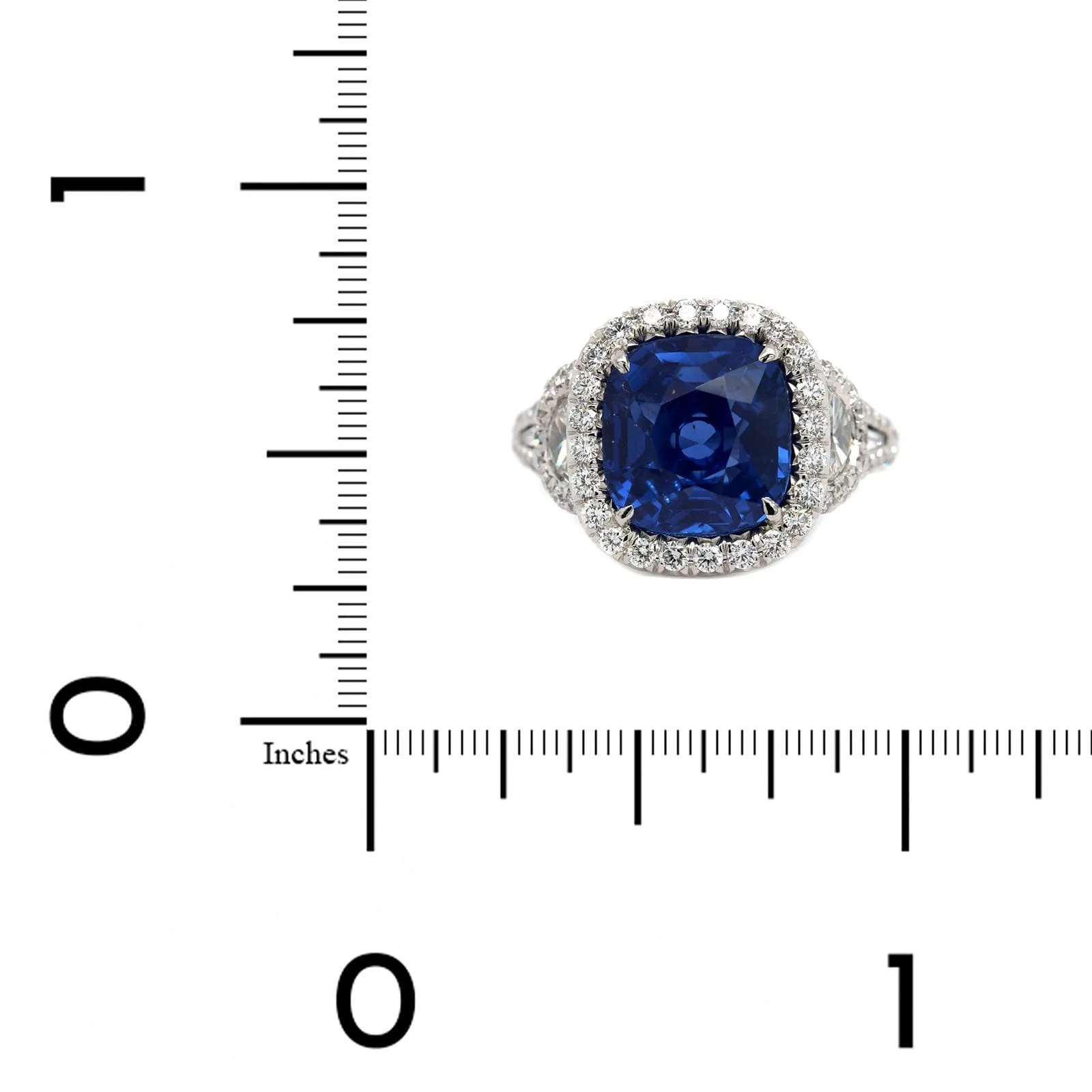 Platinum Cushion Cut Sapphire and Diamond Halo Ring