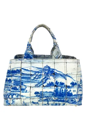 PRADA Canapa Azulejos Large Tote Bag