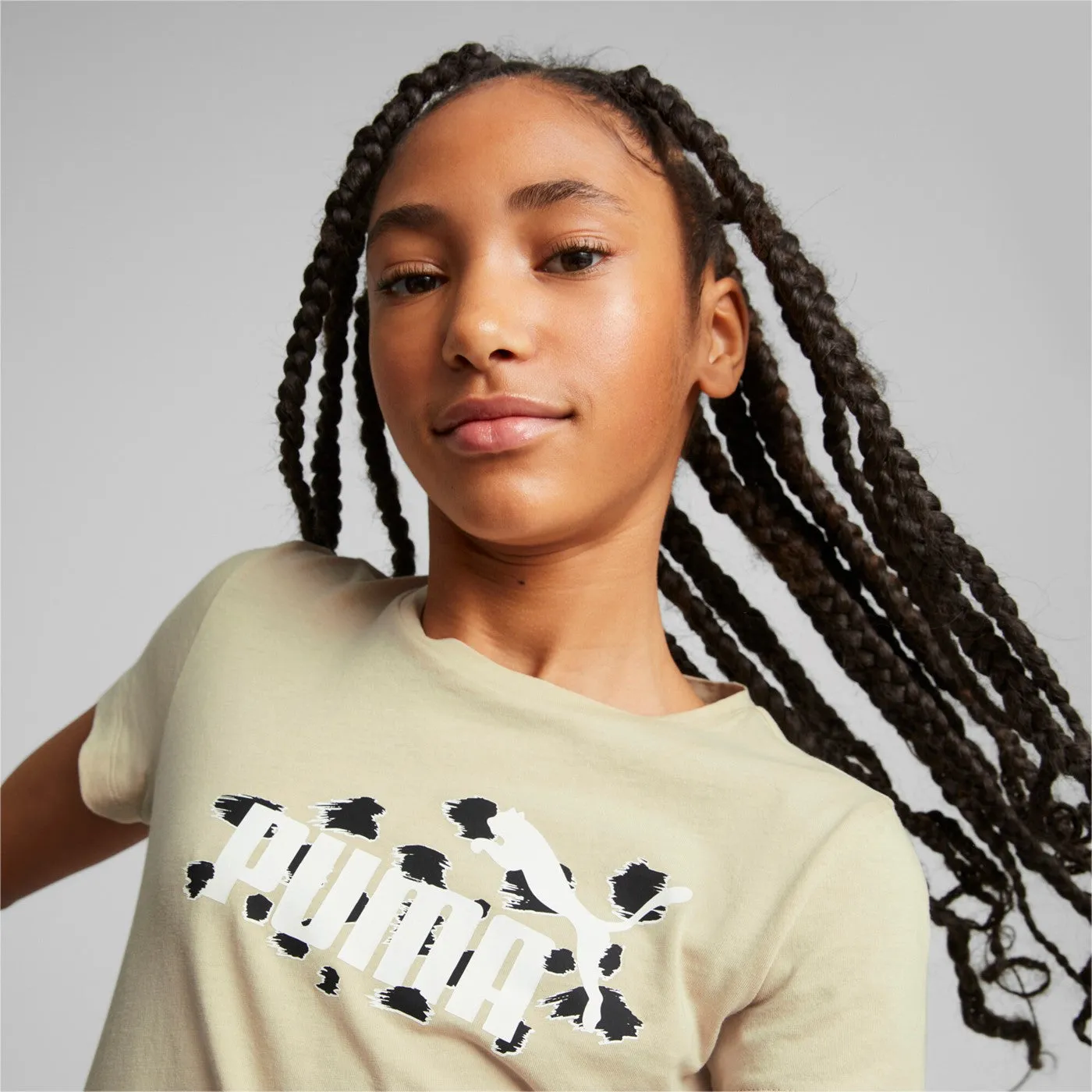 Puma Short sleeve t-shirt for girls and boys Ess Animal AOP 673516-88 granola