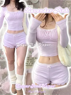 Raina Lavender Pink Girly Top   Shorts Set