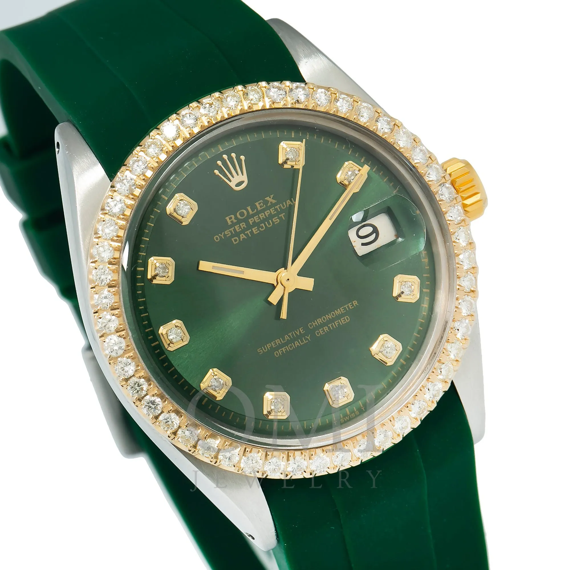 Rolex Datejust 1601 36MM Green Diamond Dial With Diamond Bezel