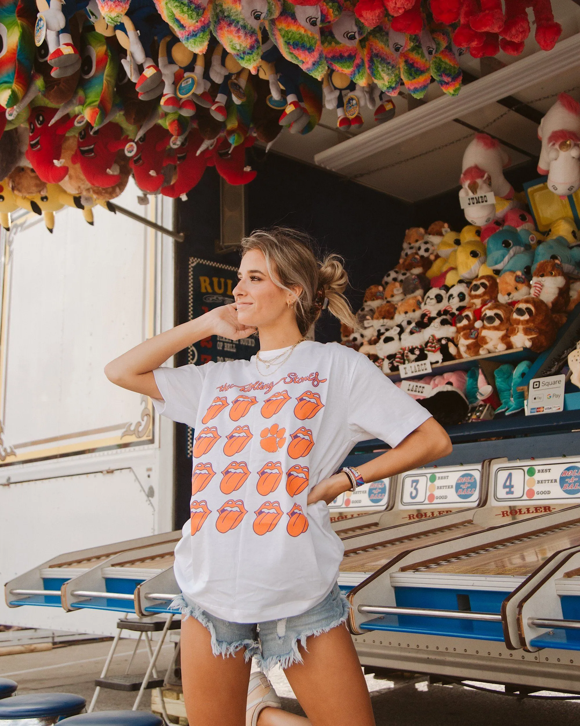 Rolling Stones Clemson Multi Lick White Tee