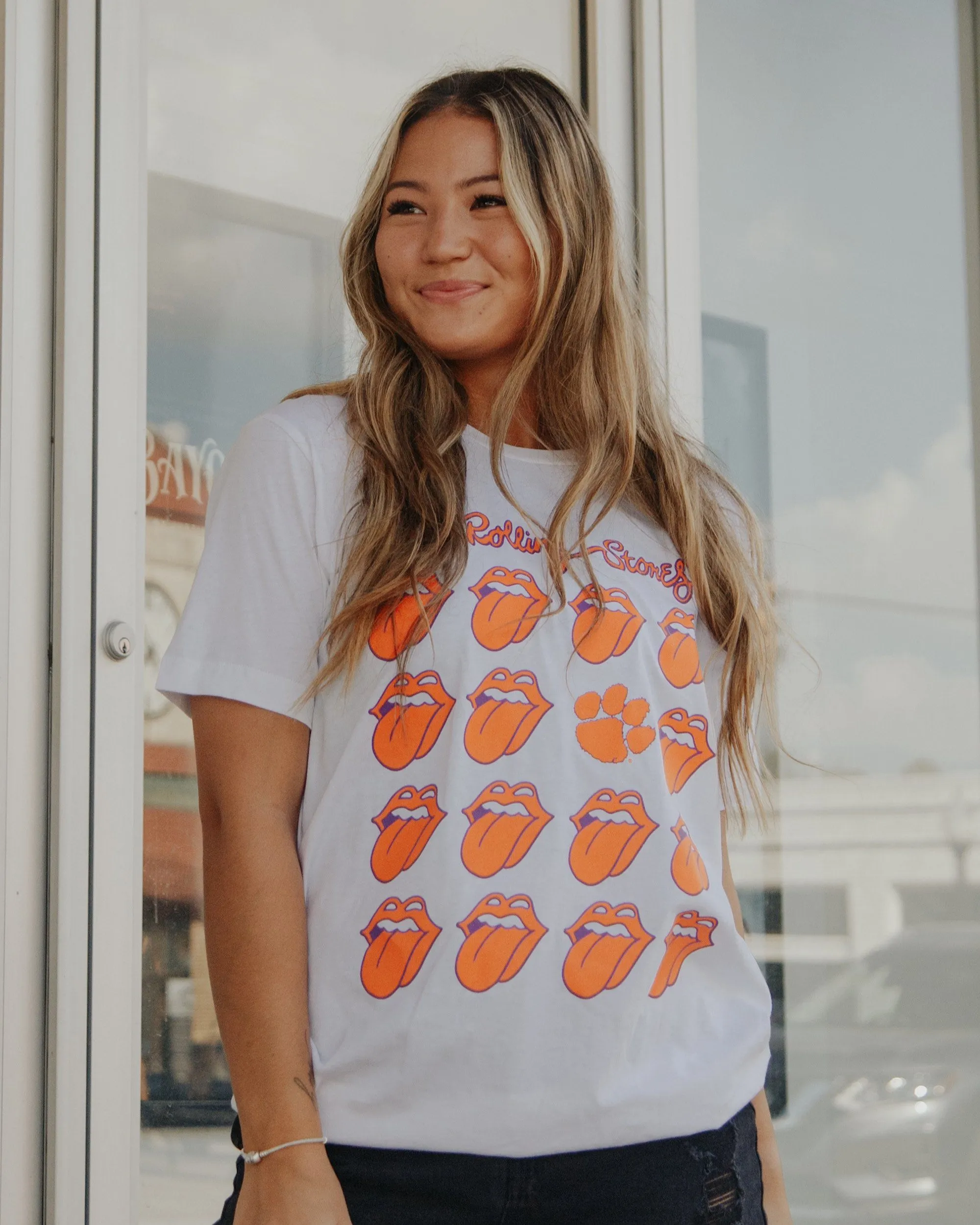 Rolling Stones Clemson Multi Lick White Tee