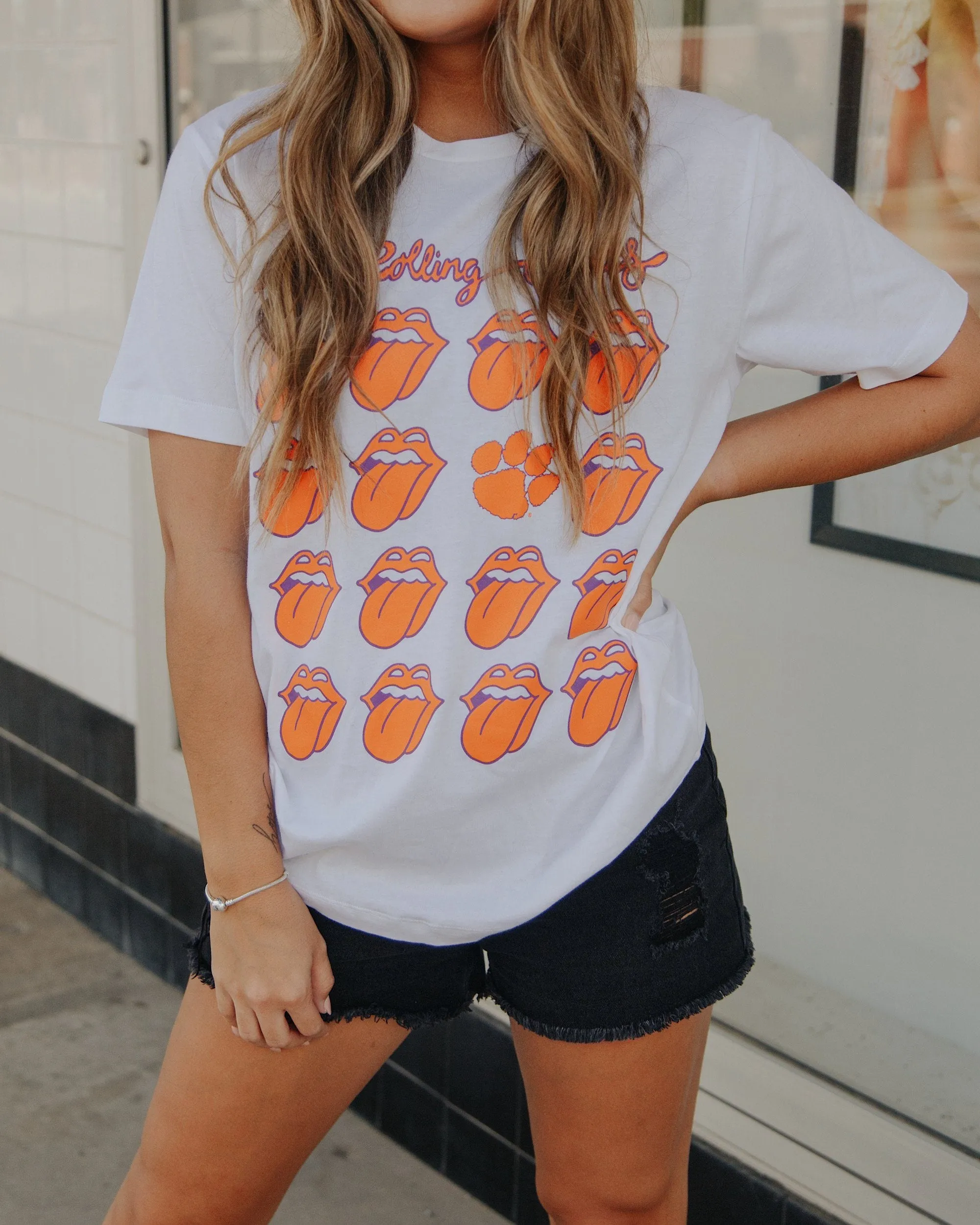 Rolling Stones Clemson Multi Lick White Tee