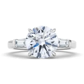 Round Brilliant Cut With Tapered Baguettes Diamond Ring