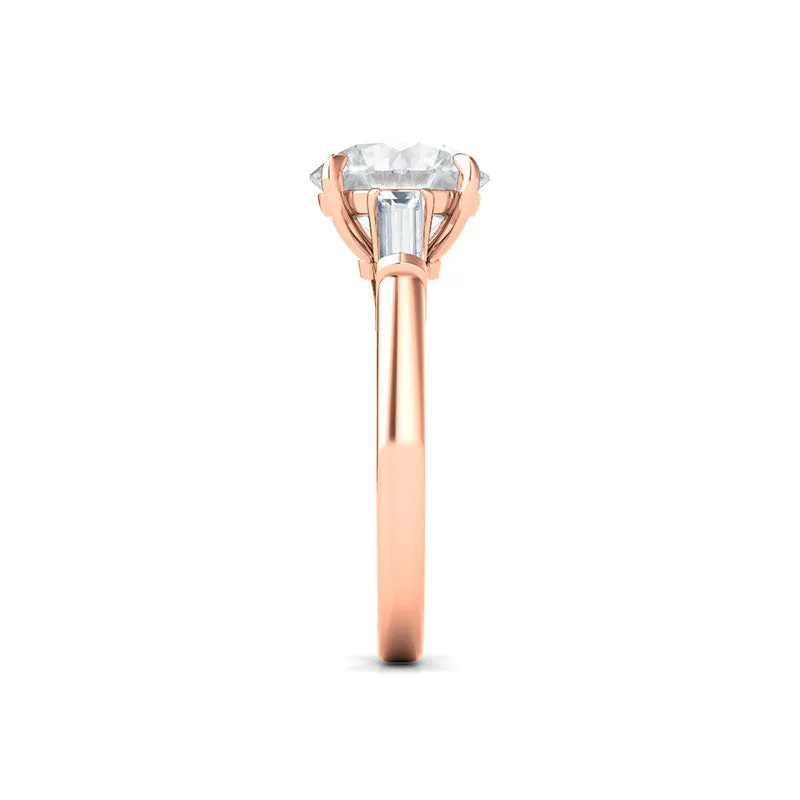 Round Brilliant Cut With Tapered Baguettes Diamond Ring