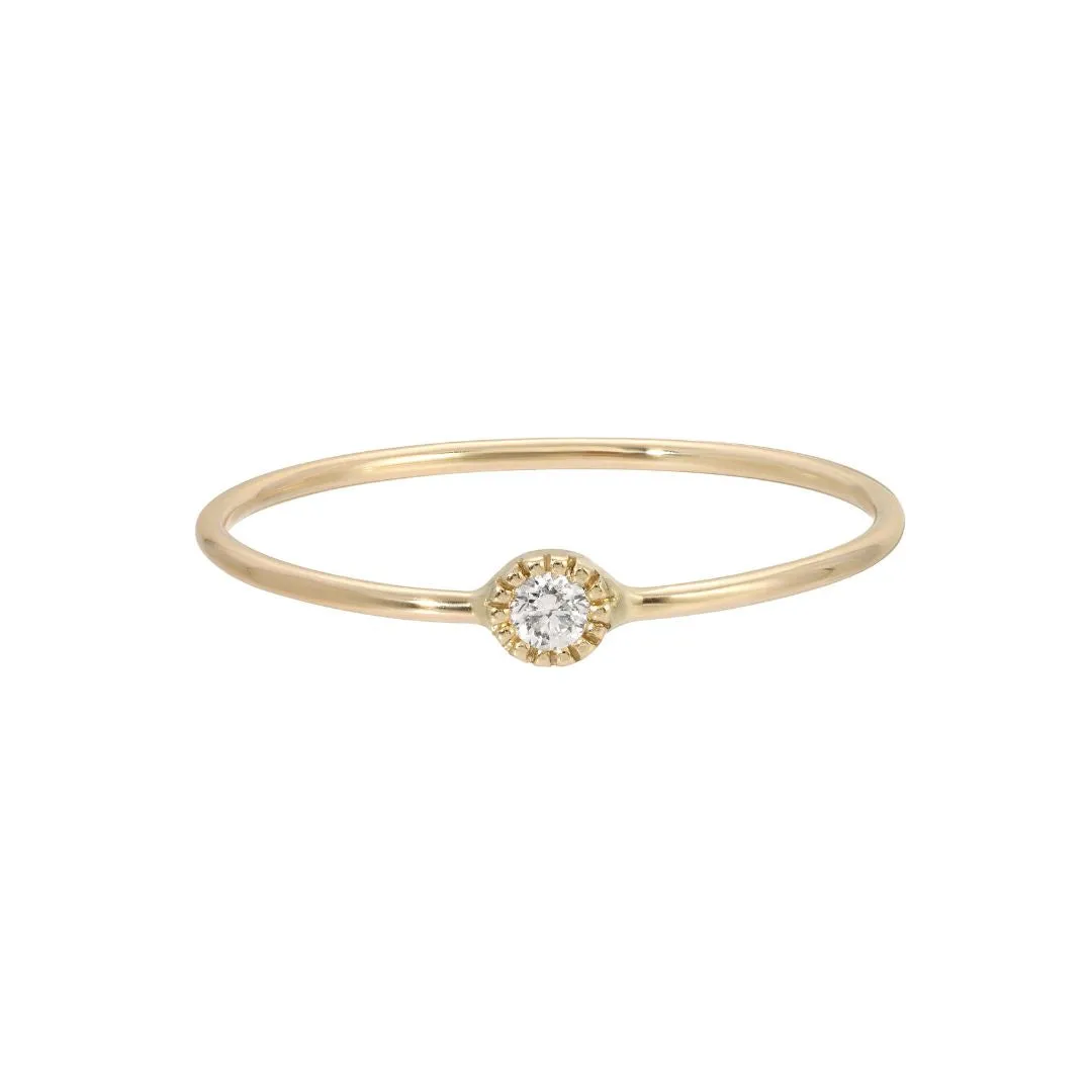 Round Diamond Moon Drop Ring