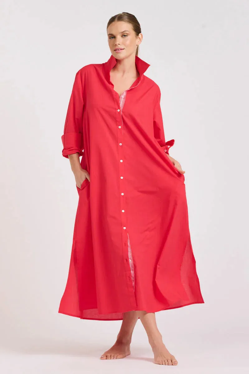 Shirty - The Pippa Oversized Longline Dress - Red/Pink Trim