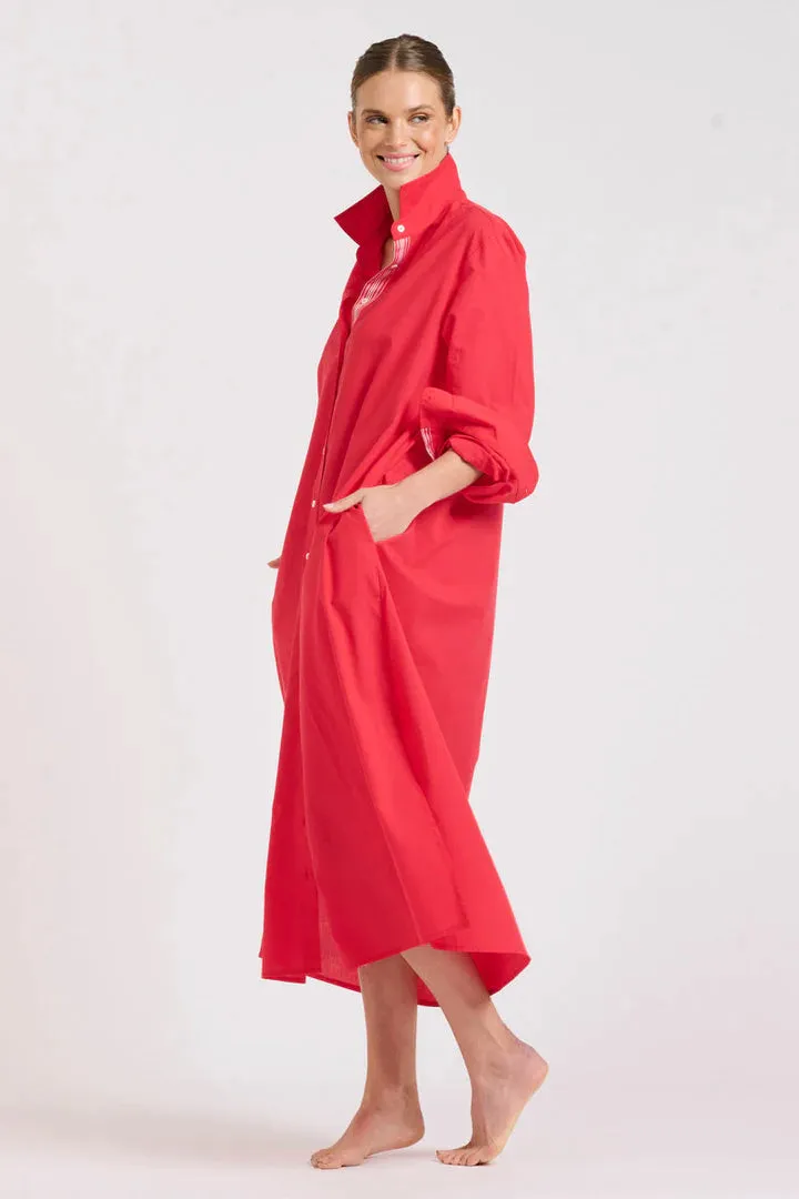 Shirty - The Pippa Oversized Longline Dress - Red/Pink Trim