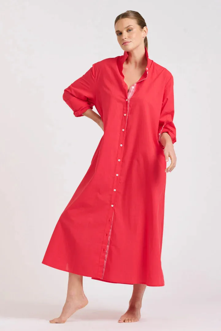 Shirty - The Pippa Oversized Longline Dress - Red/Pink Trim