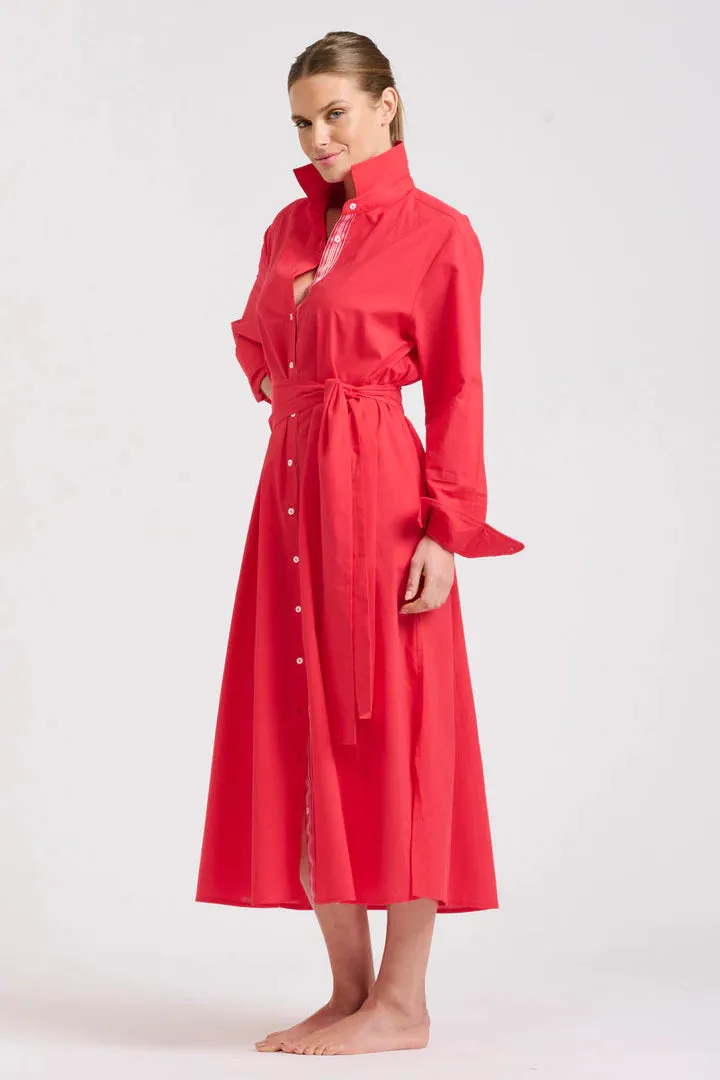 Shirty - The Pippa Oversized Longline Dress - Red/Pink Trim