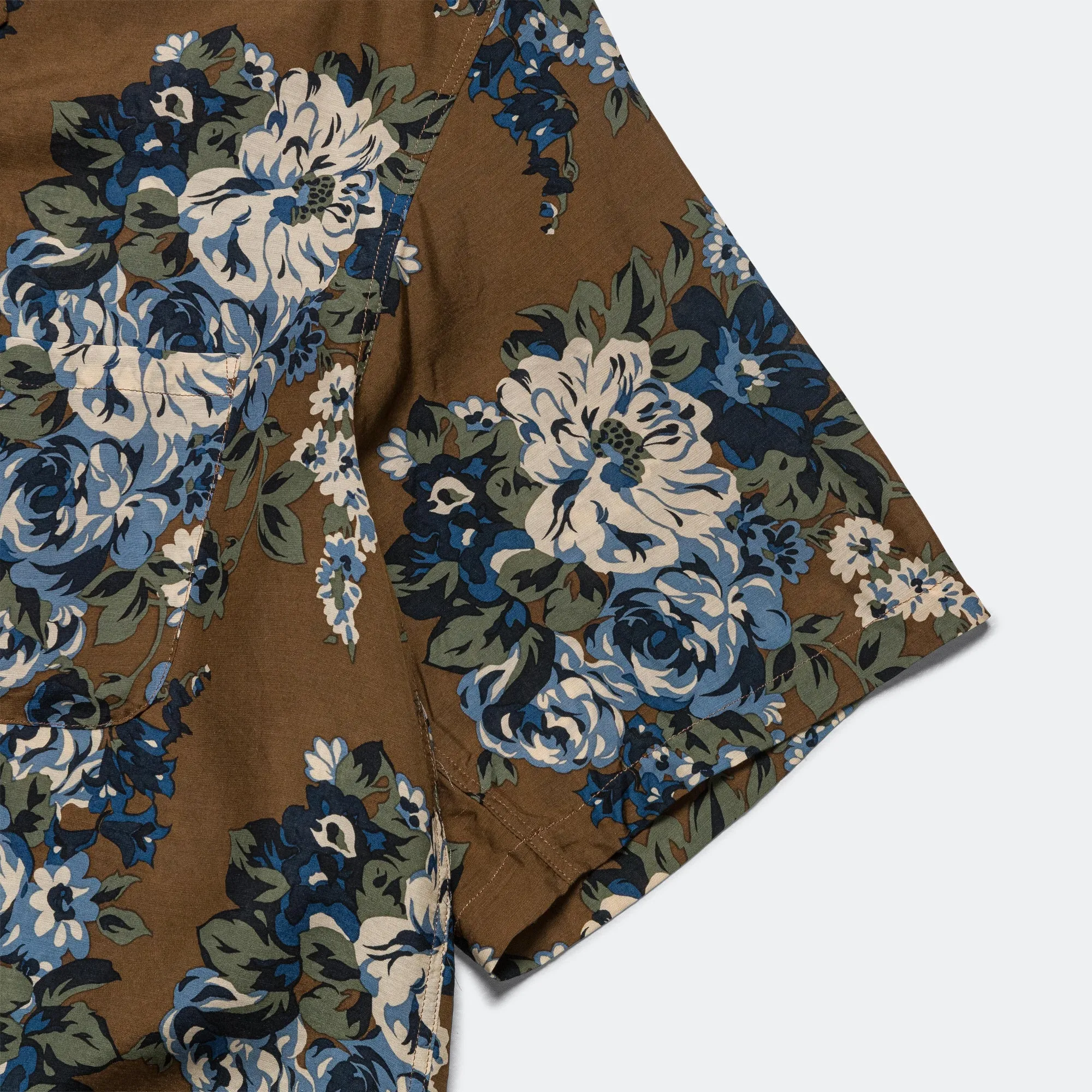 Silk Rayon CHAMPETRE MARIA WRANGLE Collar Aloha Shirt - Brown/Khaki