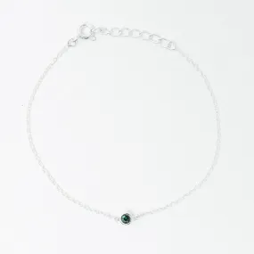 Silver Blue Tourmaline Solitaire Bracelet