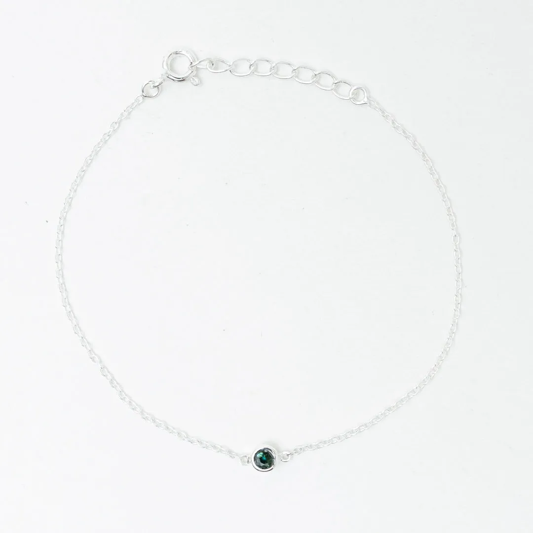 Silver Blue Tourmaline Solitaire Bracelet