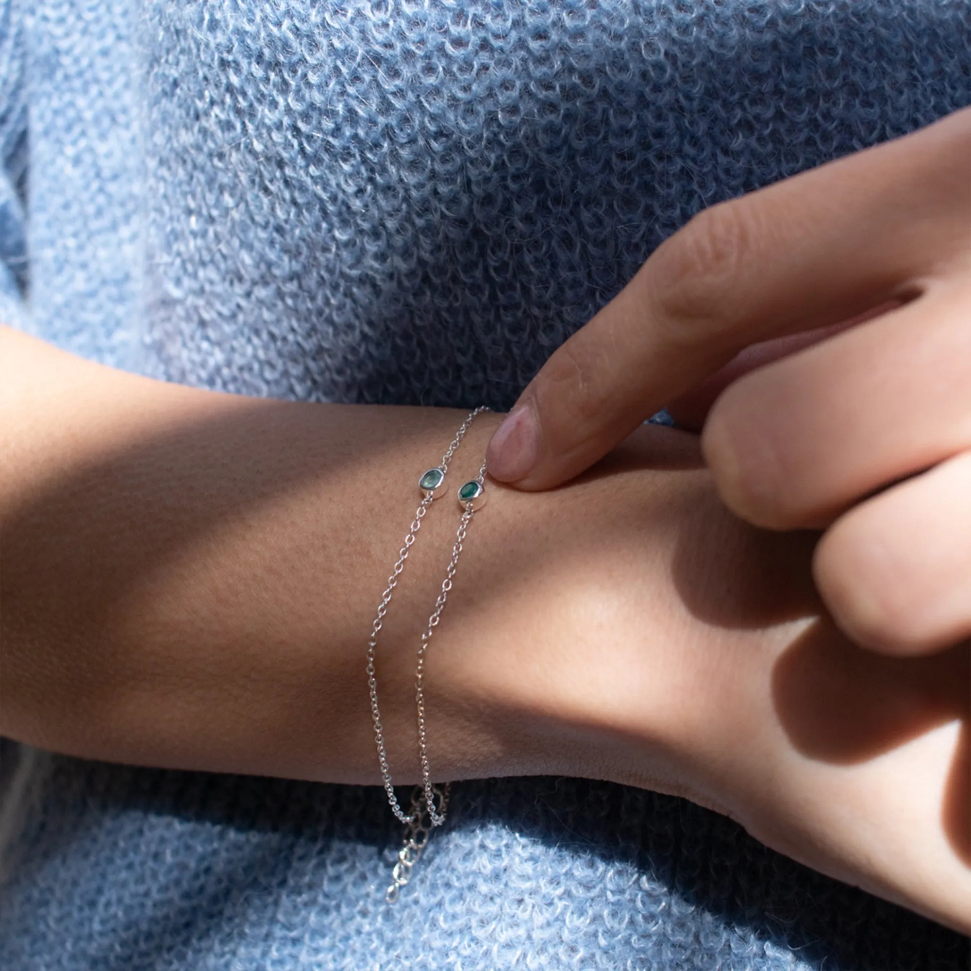 Silver Blue Tourmaline Solitaire Bracelet