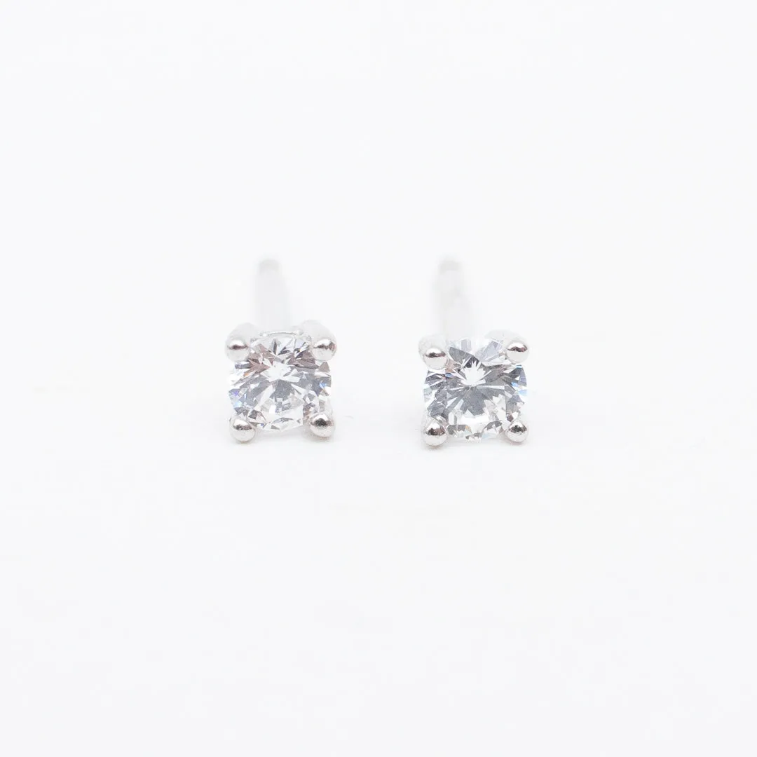 Silver Round Faceted Claw Set Crystal Studs