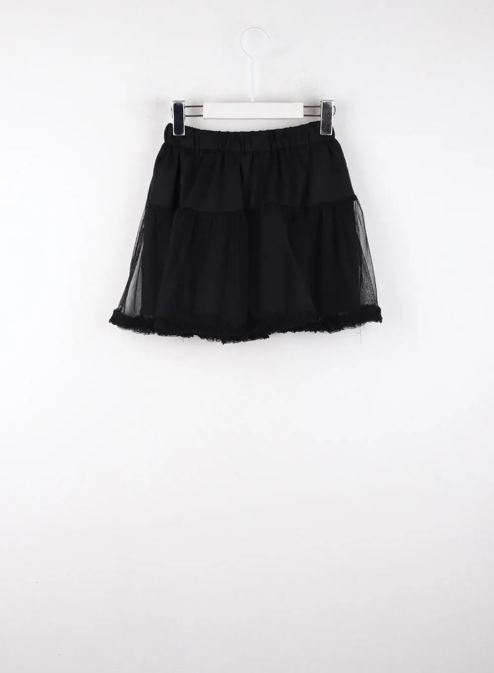 Solid Mid Waist Banded Lace Trim Ruffle Mini Skirt CD328