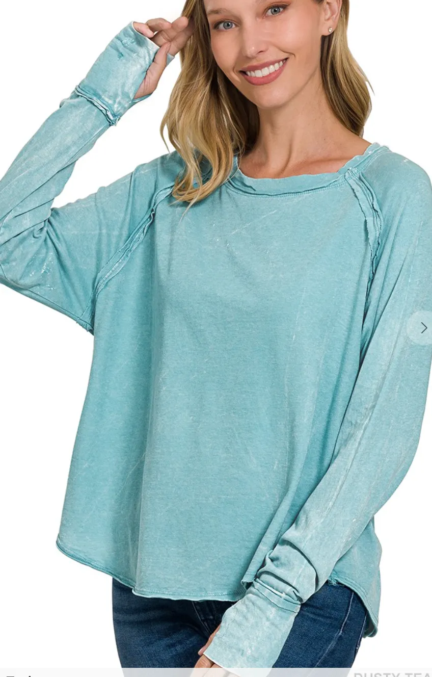 Spring Washed Thumbhole Top - More Colors