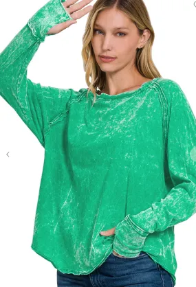 Spring Washed Thumbhole Top - More Colors