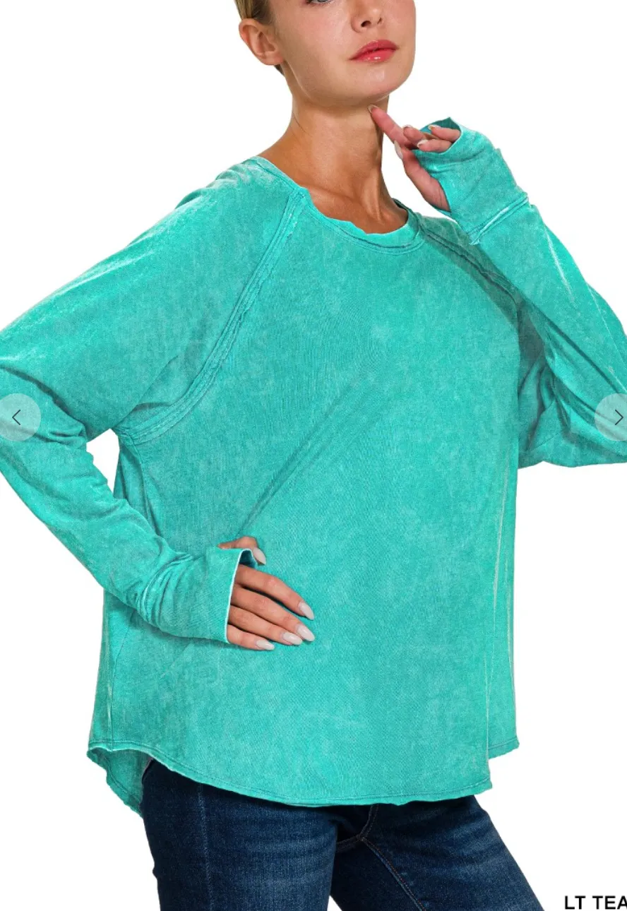 Spring Washed Thumbhole Top - More Colors