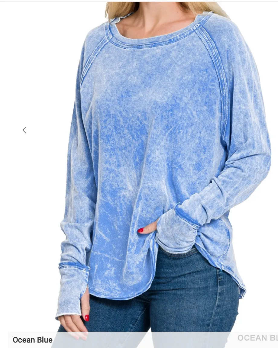 Spring Washed Thumbhole Top - More Colors