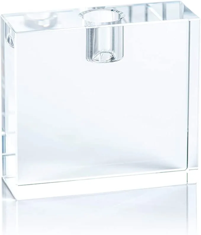 Square Crystal Glass Taper Holder - Clear 4