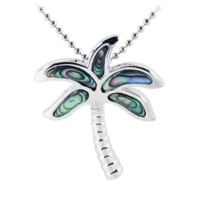 Sterling Silver Abalone Shell Inlaid Palm Tree Pendant (Chain Sold Separately)