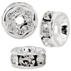 Sterling Silver Plate 8mm Rondelle - Crystal (10 pack)