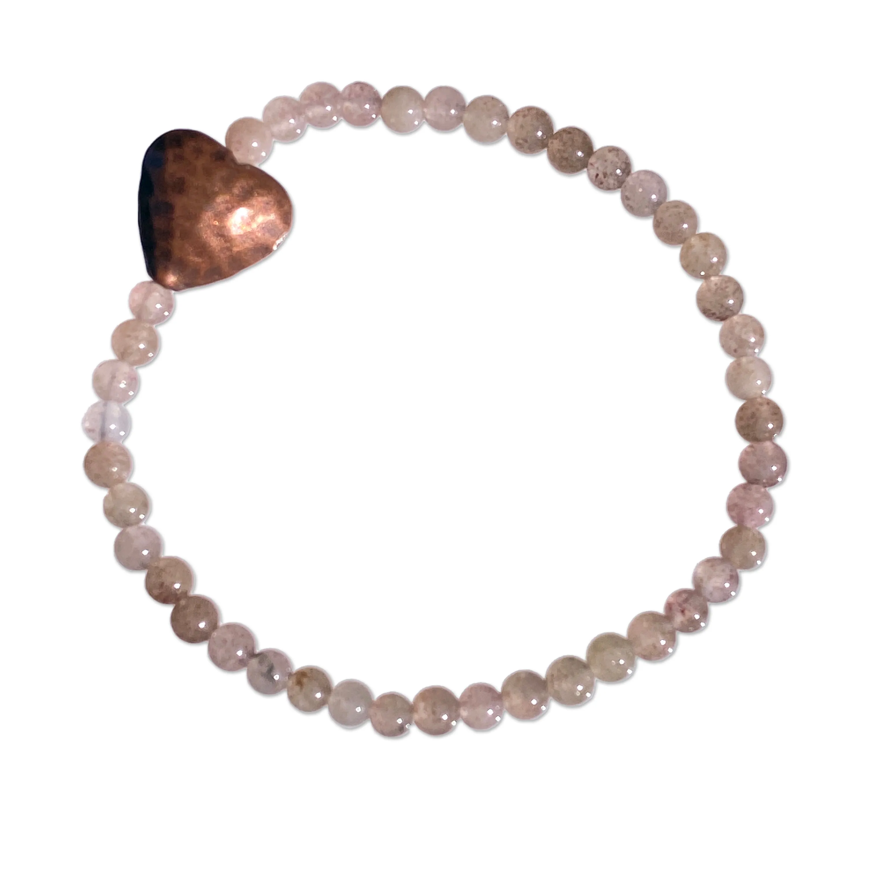 Strawberry Quartz gemstone and Copper Heart Bracelet