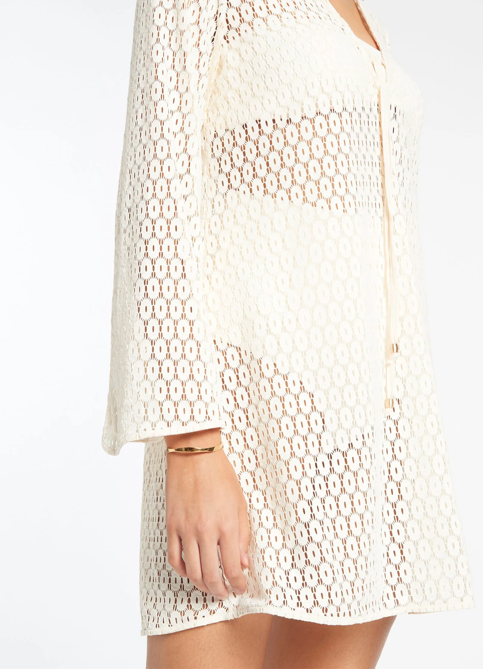 Stretch Lace Kaftan - Cream