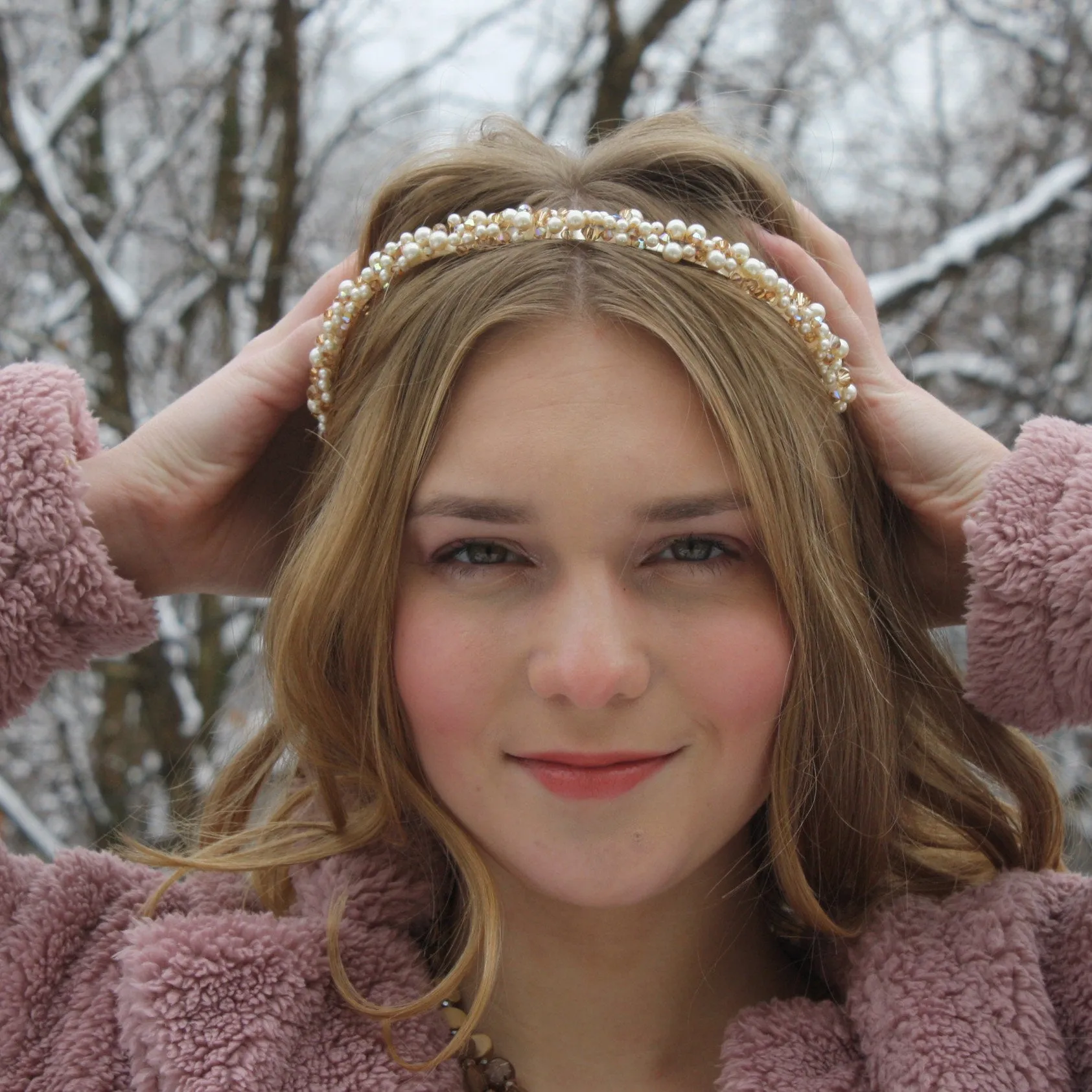 Stunning Bridal Wedding Pearl and Crystal Headband Tiara