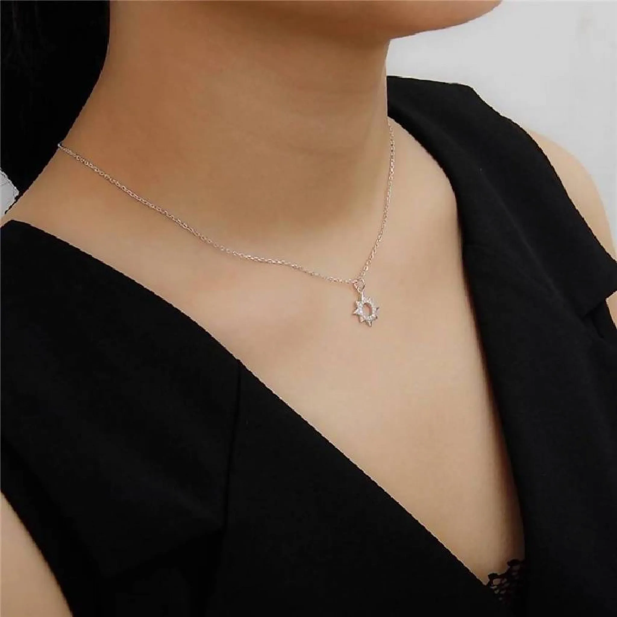 Stylacity Delicate Sun Necklace Cubic Zirconia