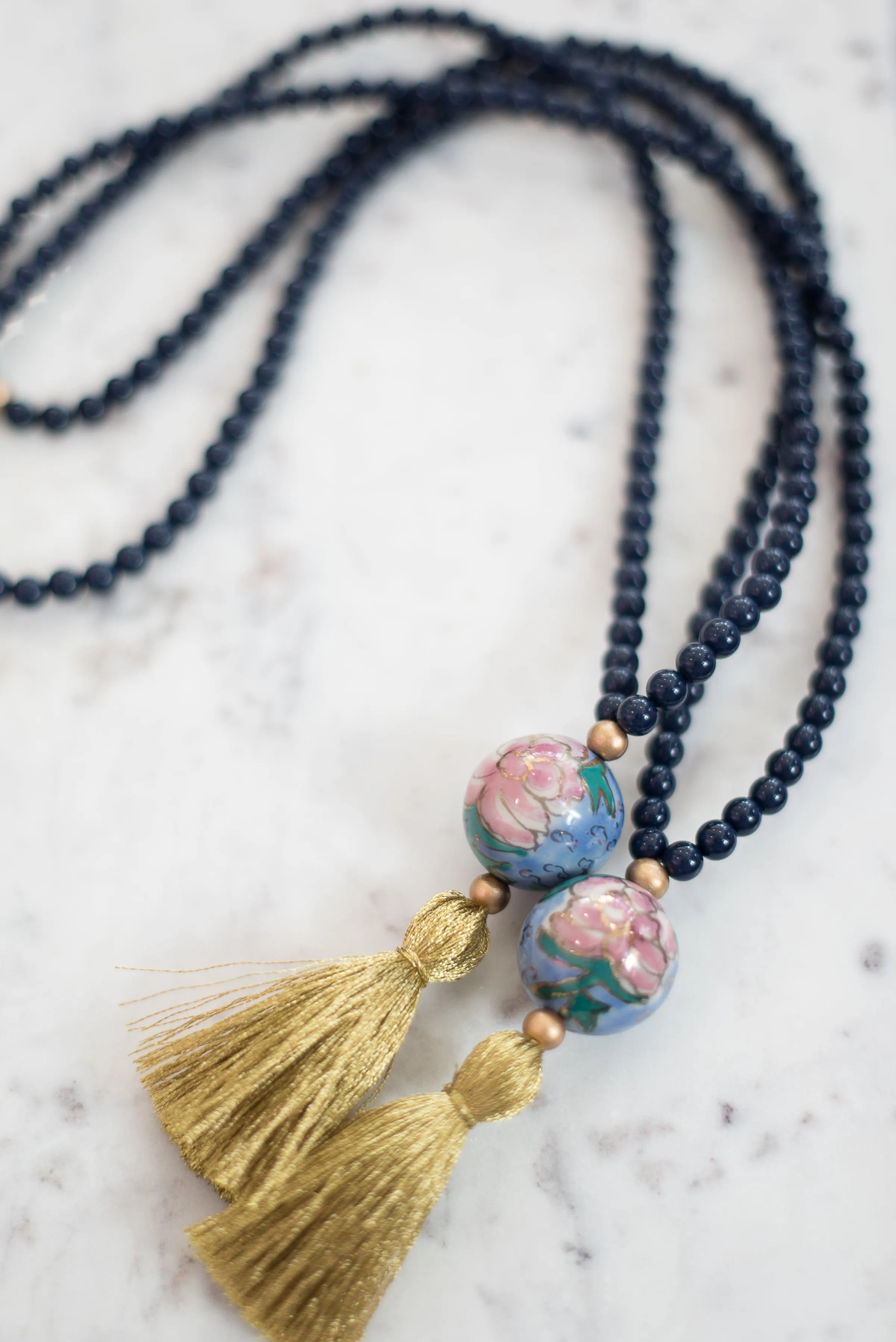 The Pinckney Tassel Necklace in Navy