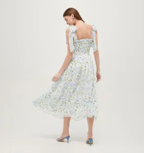 The Ribbon Ellie Nap Dress - Blue Peony Bouquet Georgette