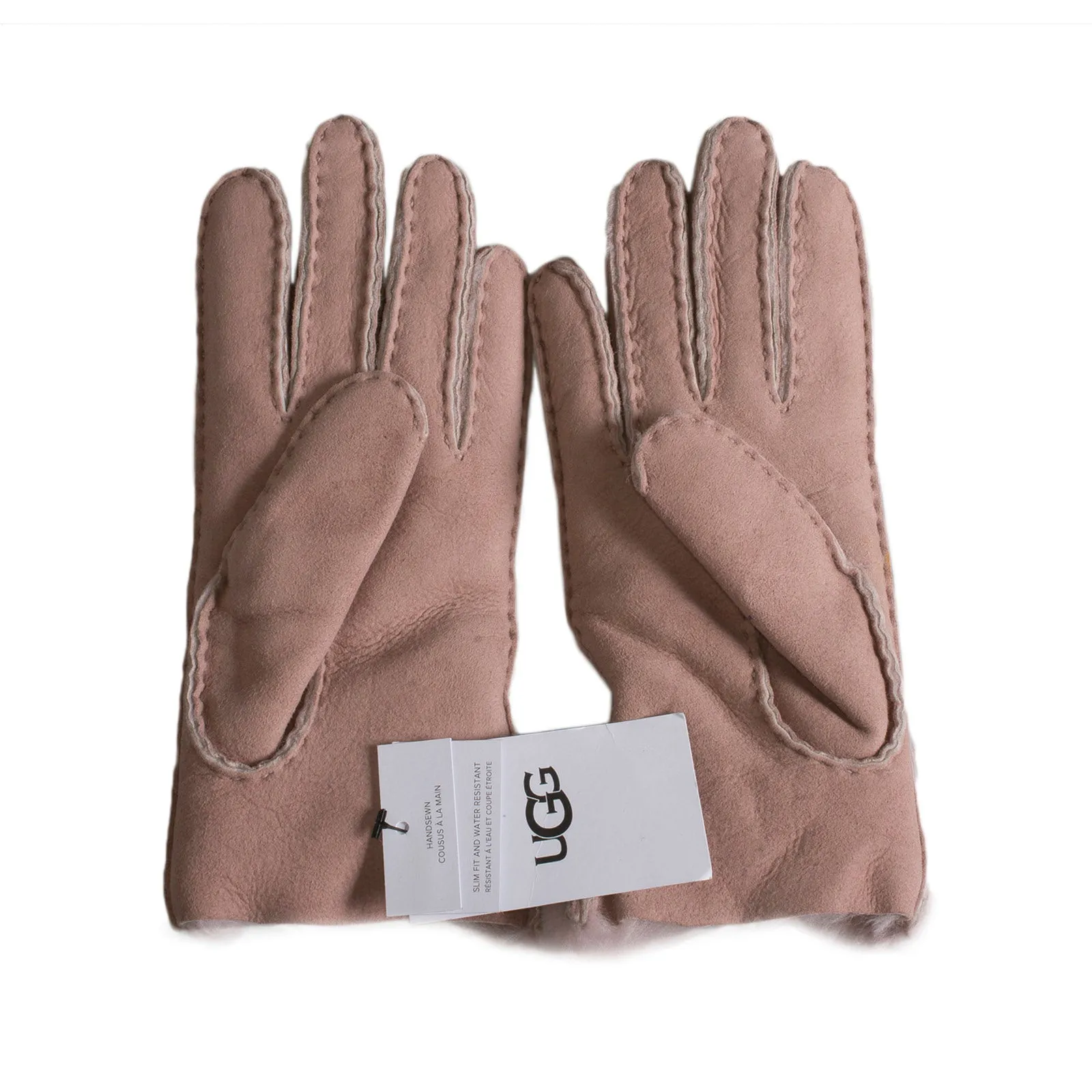 UGG Sheepskin Turned Bow Pink Crystal Gloves - Women's