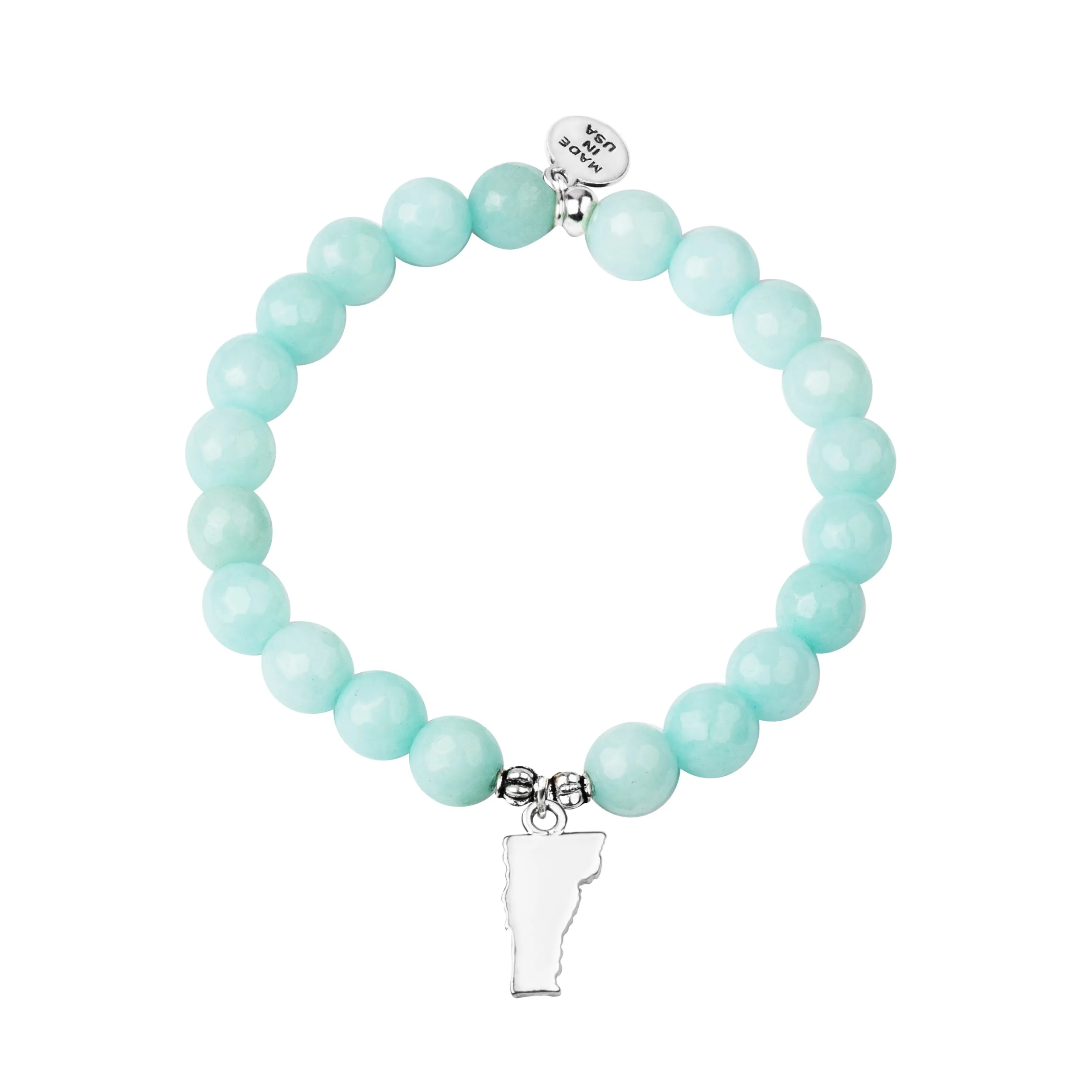 Vermont | Stone Beaded Charm Bracelet | Tiffany Blue - Serenity