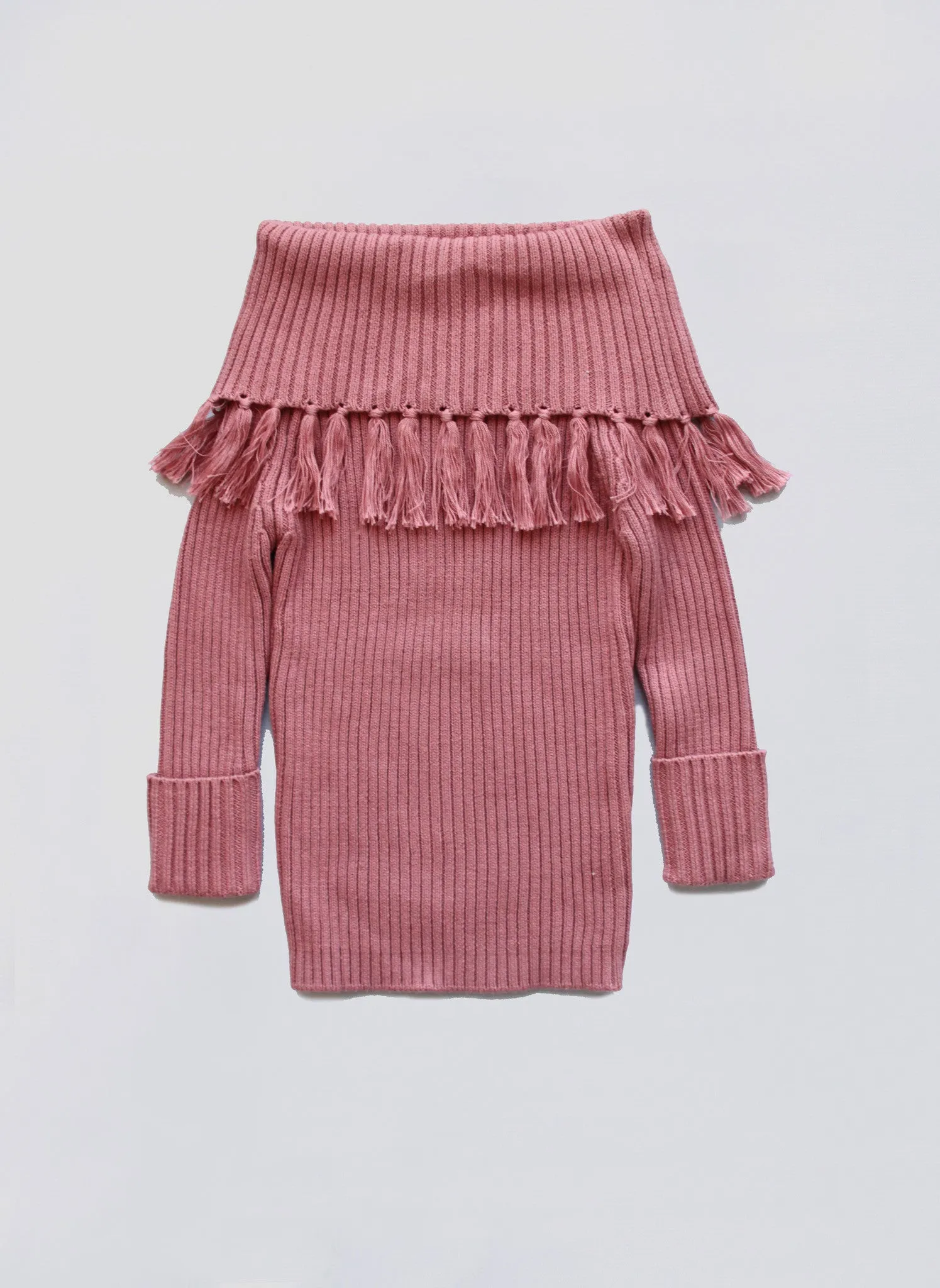 Vierra Rose Sabella Fringe Sweater in New York Pink